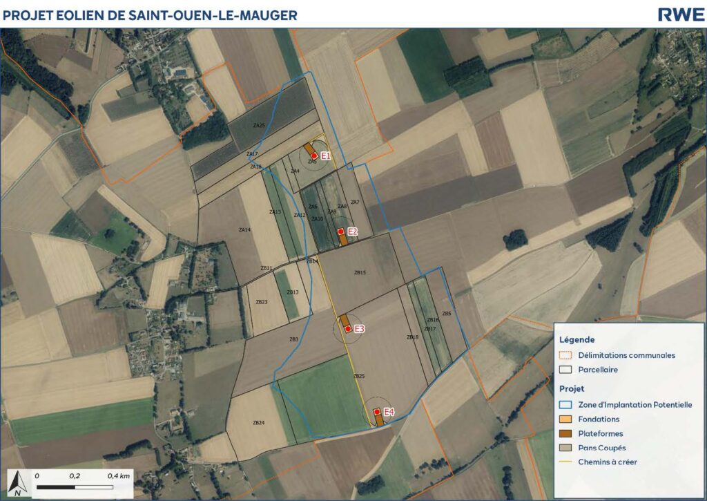 Carte de l'implantation des éoliennes du projet de la Plaine des Vaulois